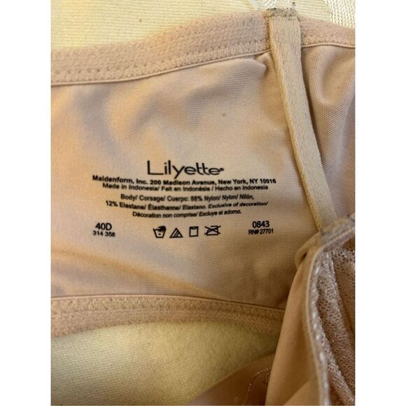 Lilyette 40D Wire Bra Biege shiny mesh 3 hooks adj strap - Picture 5 of 6